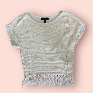 Jessica Simpson Cream Fringe Shirt Small